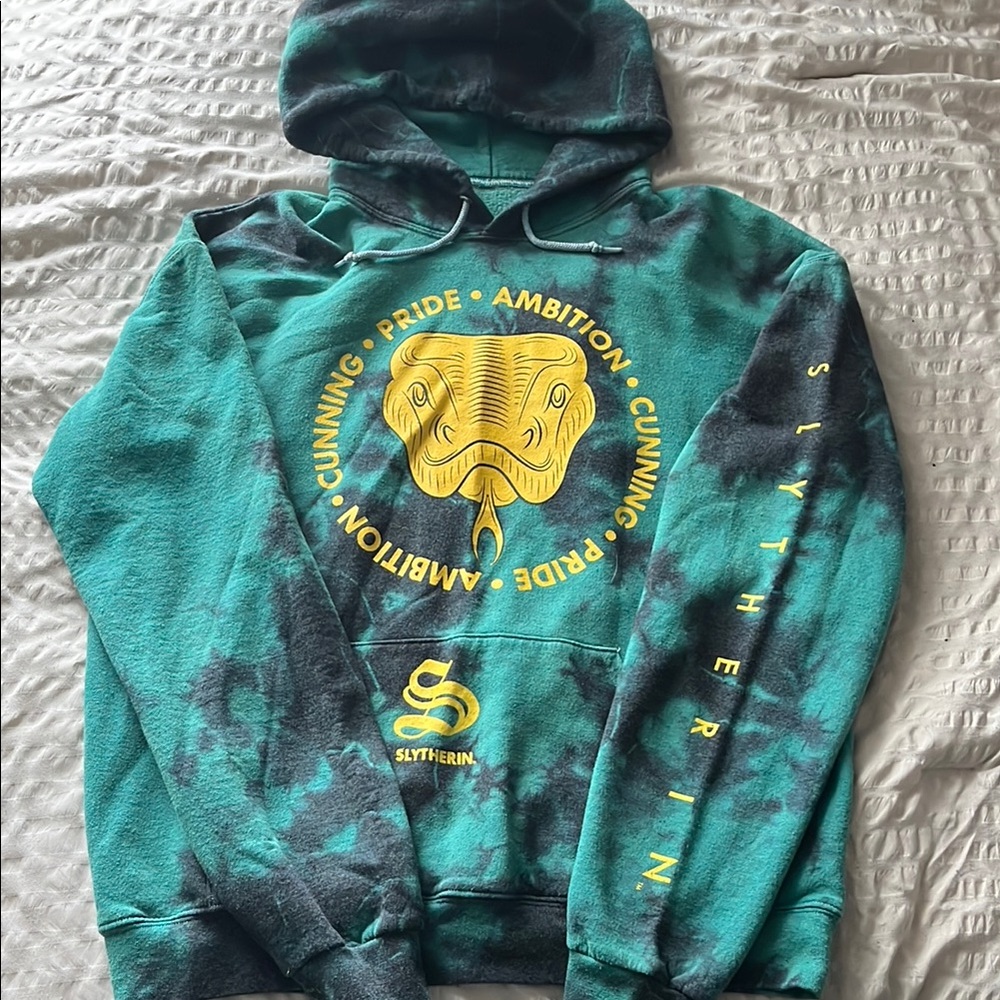 Green and Yellow Tie-Dye Sweater with Hood